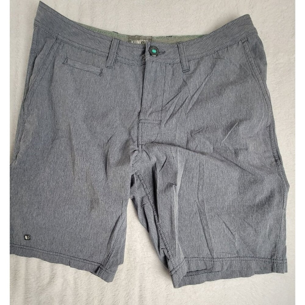 LinkSoul Mens Gray Performance Chino Shorts Size 32 Flat-Front Casual Stretch